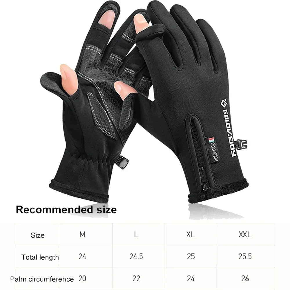 Luvas Impermeáveis de Inverno com Dedo Rebatível e Forro Térmico para Pesca - Image 6