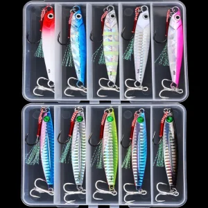 Amostras Zagaias PROBEROS Jig Spoon 10g-40g (5 unidades) com Caixa