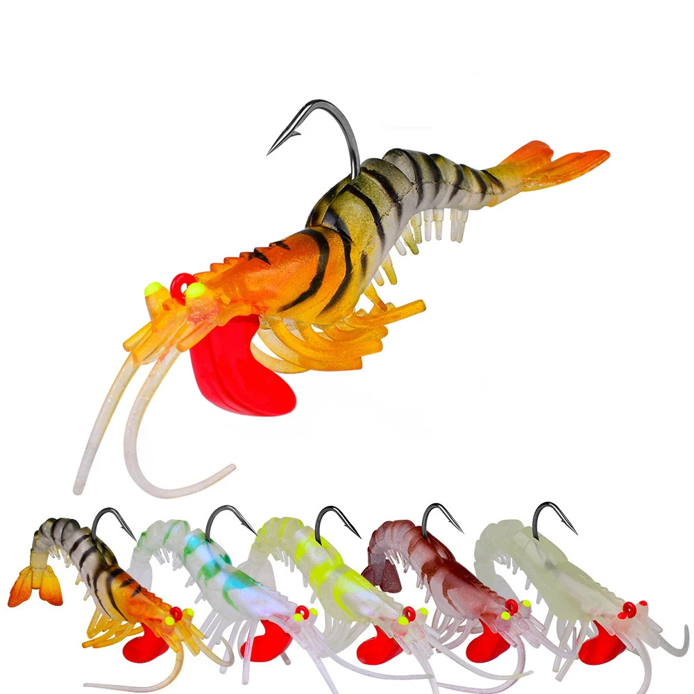 Amostra de Camarão Softbait Silicone com Jig Head 6-19g 50-90mm - Image 2