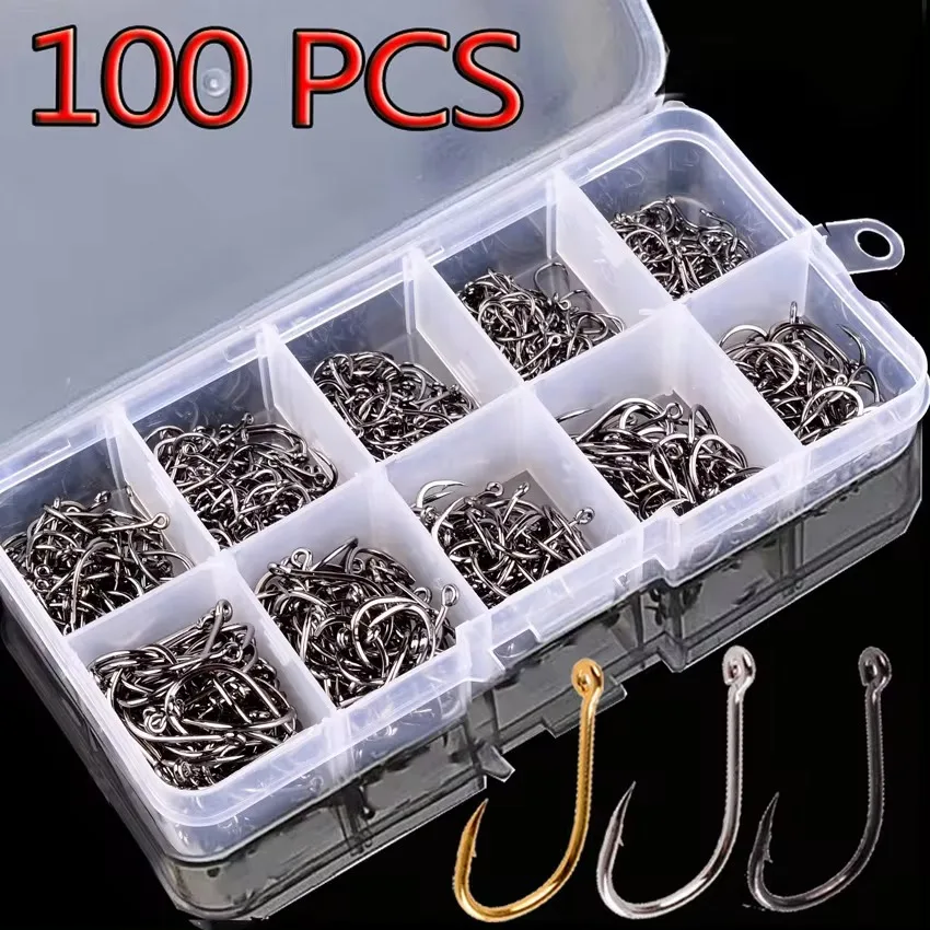 Conjunto de Anzóis J Aorace em Aço Carbono com Farpa (100 Unidades) - Image 2