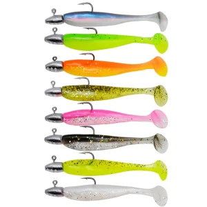 Conjunto 5 Swimbaits Soft Cauda em T com Jig Head 60mm 3g