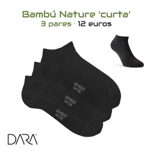 3 pares Bambú Nature (meia curta)